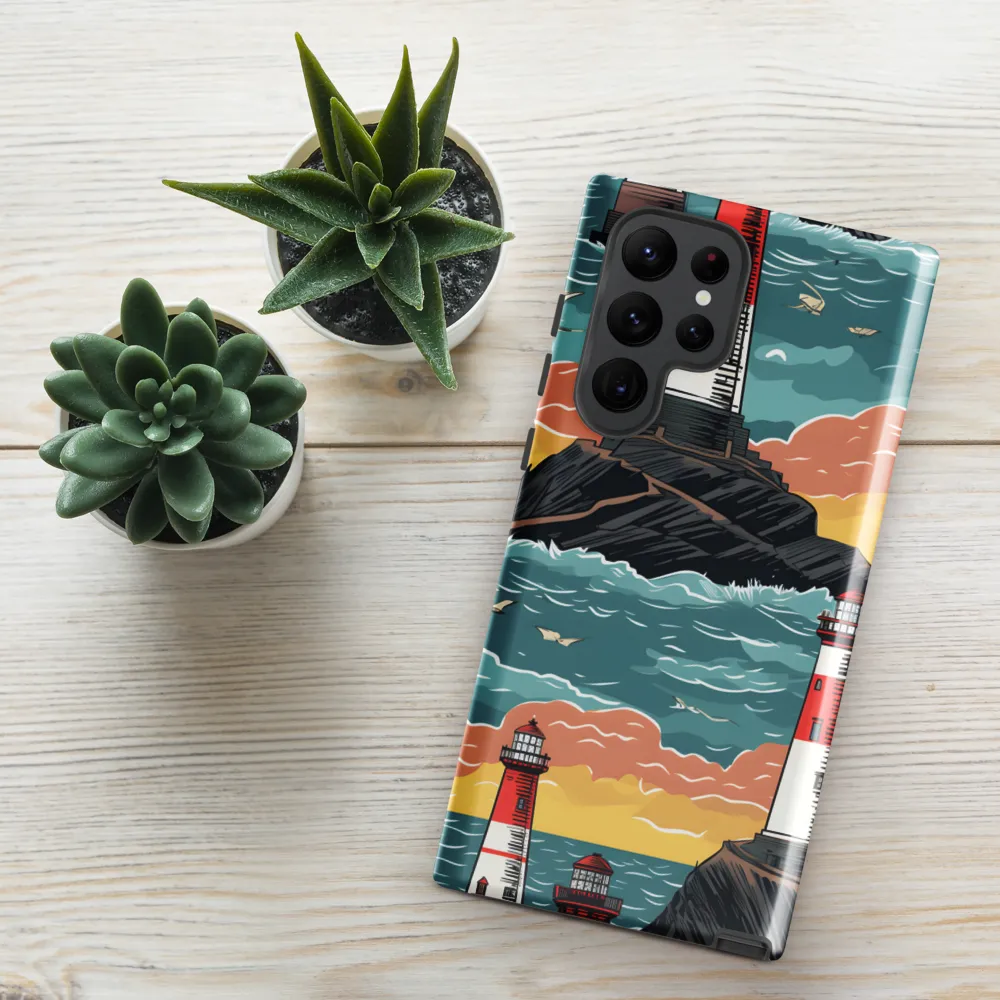 Lighthouses in a Whimsical Ocean | Phone Case |  S22 Ultra | Tough Case | Glossy