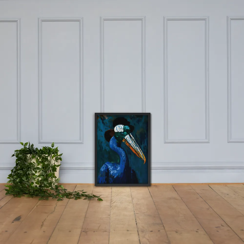 Majestic Absurdity: The Hat-Wearing Bird | Poster with Black Frame | 18″×24″