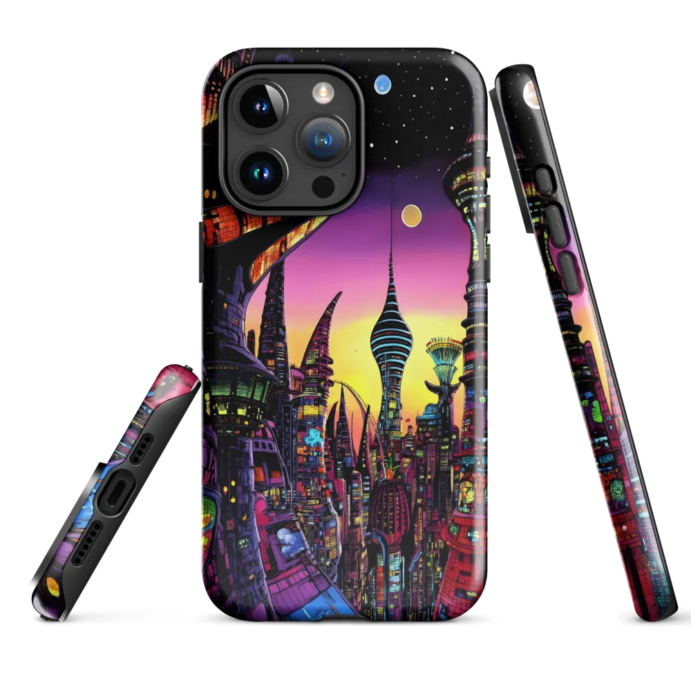 Futuristic Cityscape at Dusk | Phone Case |  15 Pro Max | Tough Case | Glossy