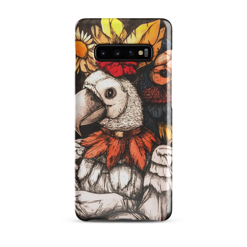 The Surreal Guardian: A Dance of Feathers and Flowers | Phone Case |  S10 Plus | Snap Case | Glossy