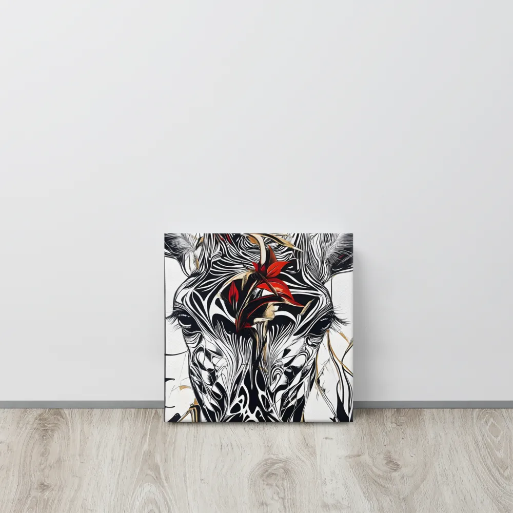 Floral Elegance: The Giraffe's Portrait | Canvas | 12″×12″