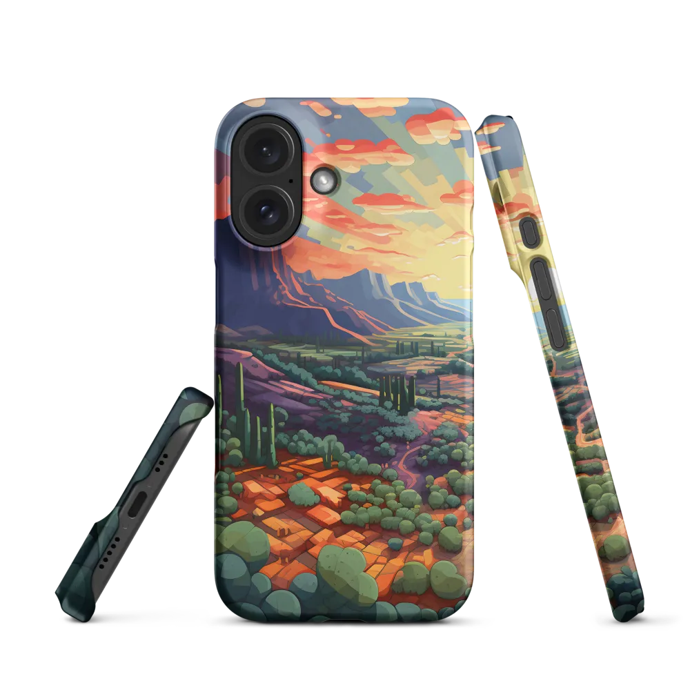 Sunset Over a Geometric Desert Valley
