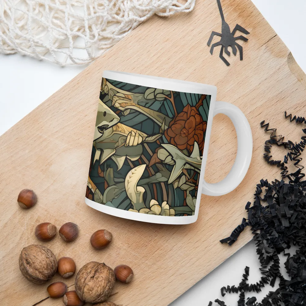 Dynamic Harmony of Sharks and Flora | Mugs | Multiple Sizes & Colors