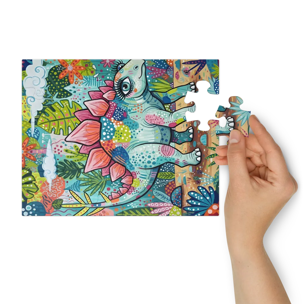 Floral Stegosaurus 
 Jigsaw Puzzle in Tin Box
