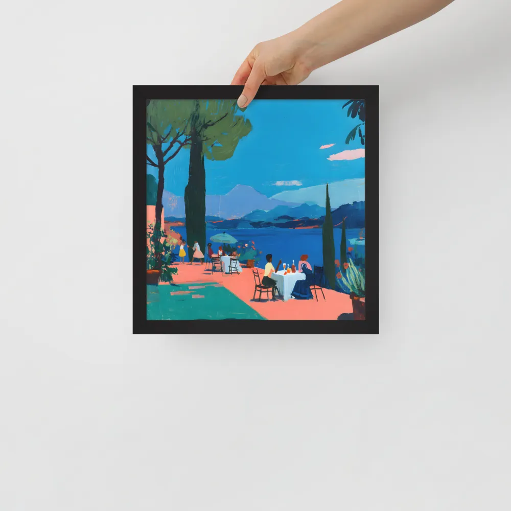 Lakeside Terrace 
 Poster with Black Frame | 12″x 12″