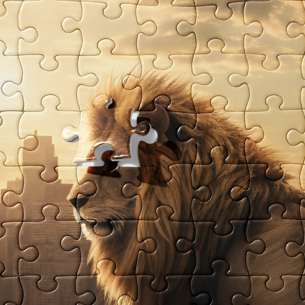 The Lion's Gaze Over the Urban Symphony | Jigsaw Puzzle | 252/520 pieces