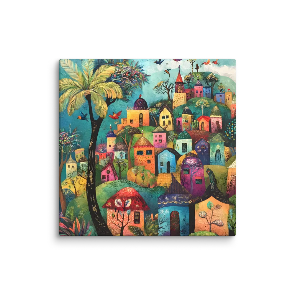 Whimsical Village Harmony | Canvas | 37″×37″