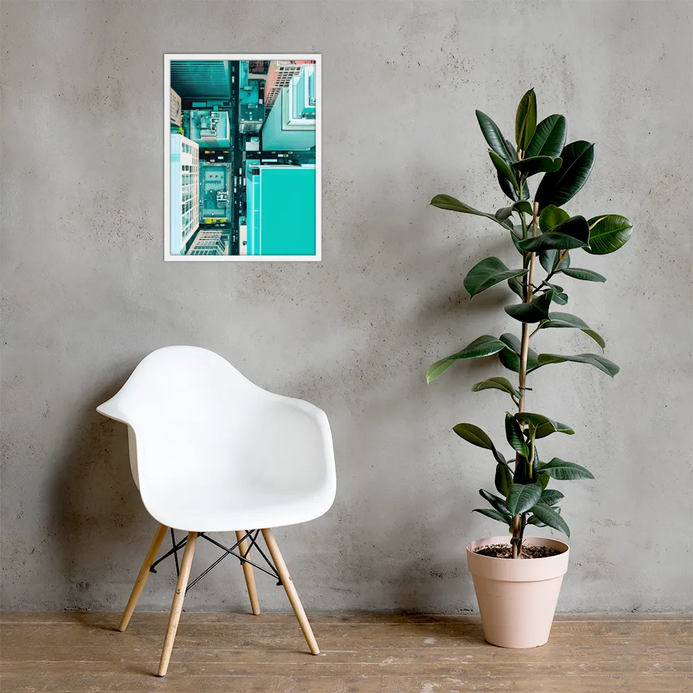 Urban Geometry: Aerial Perspective | Poster with White Frame | 18″×24″