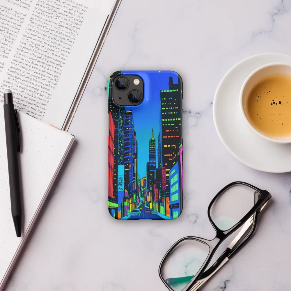 Neon Dreamscape: A Futuristic City at Dusk | Phone Case |  14 | Snap Case | Matte