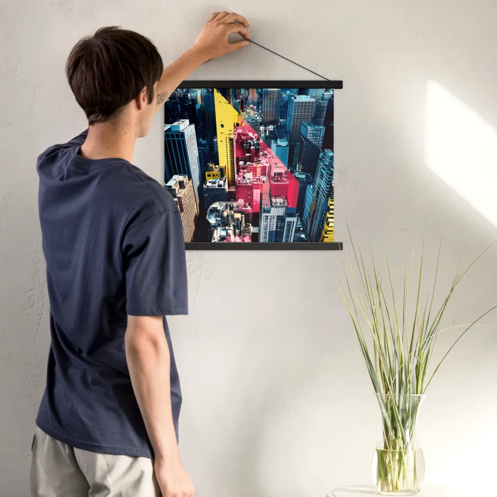 Dynamic Urban Symphony | Poster With Black Wood Hanger | 18″×18″