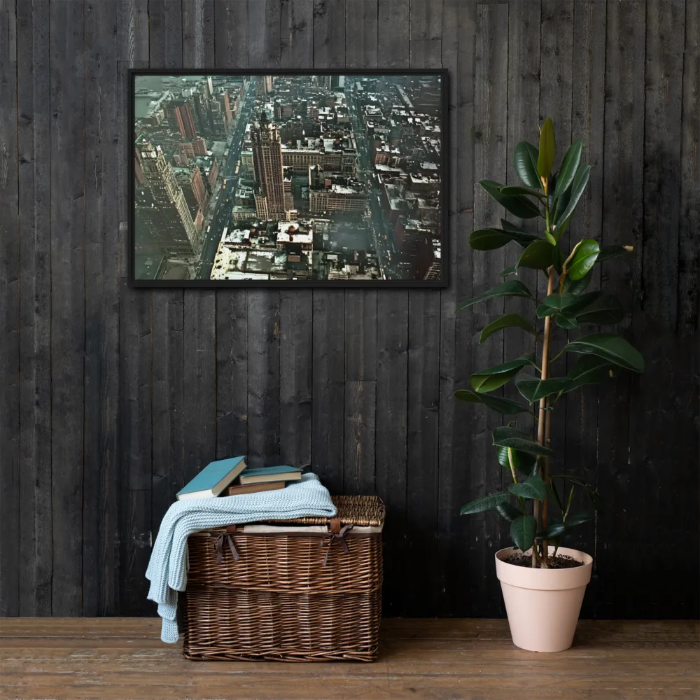 Aerial Symphony of Urban Life | Canvas with Black Frame | 24″×36″