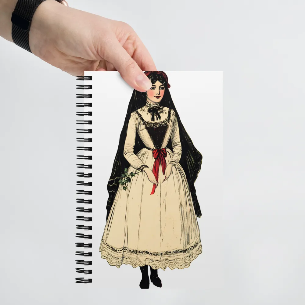 Elegance in Tradition: A Folk Portrait | Spiral Notebook