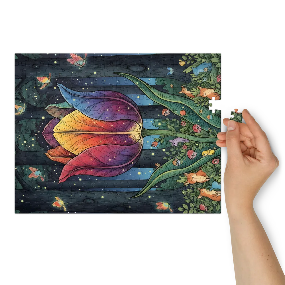 Enchanted Forest Tulip 
 Jigsaw Puzzle in Tin Box