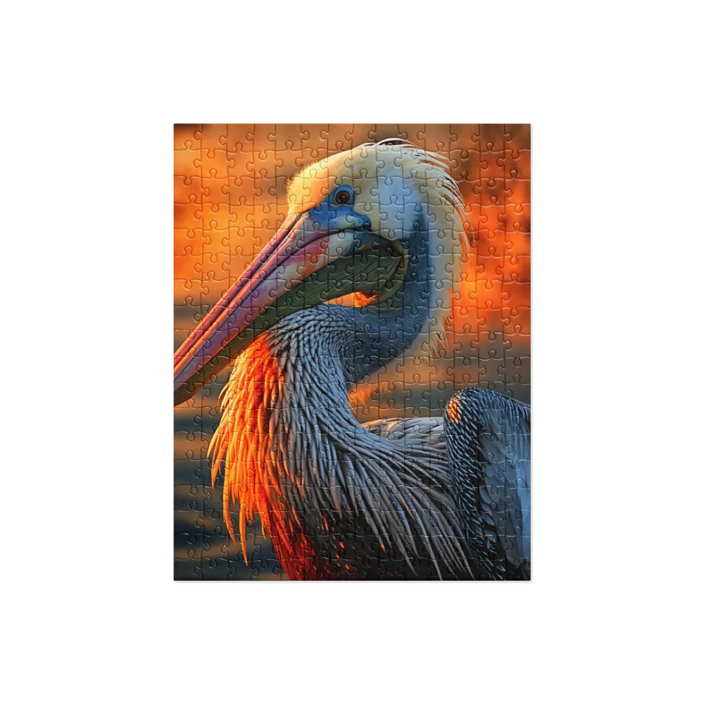 Elegance of the Pelican at Sunset | Jigsaw Puzzle | 252/520 pieces