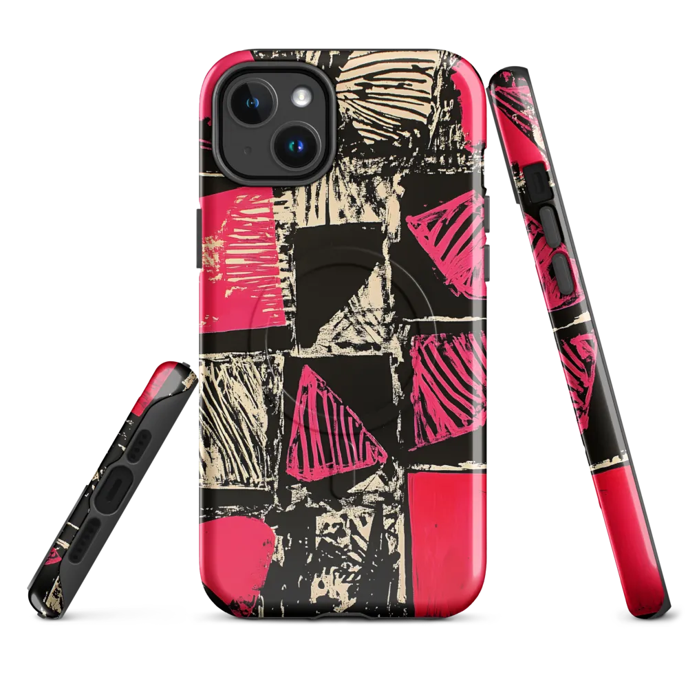 Geometric Symphony in Pink and Black