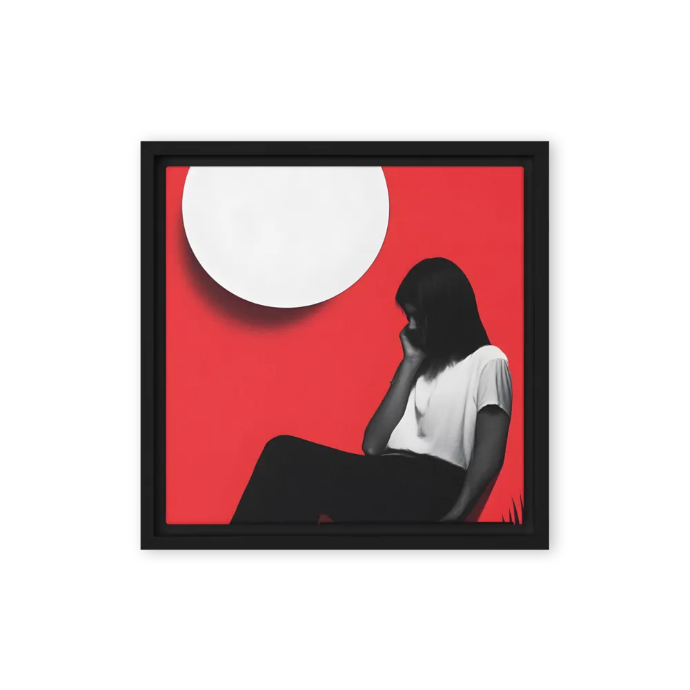 Contemplation in Red | Canvas with Black Frame | 12″×12″