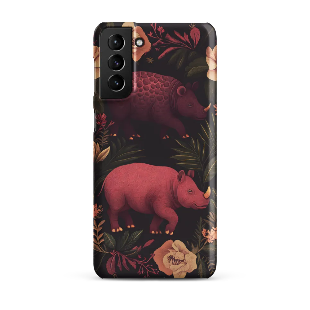 Rhinos in Floral Embrace