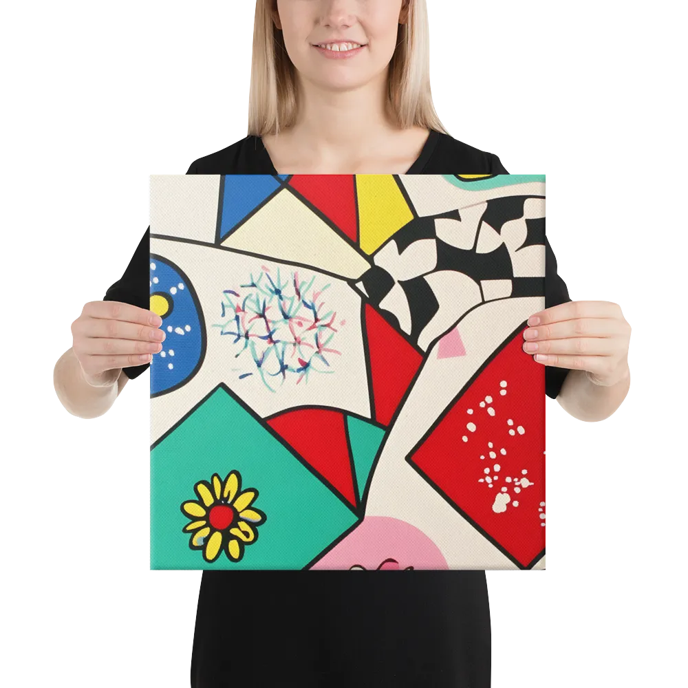 Joyful Geometry: A Playful Dance of Shapes and Colors | Canvas | 16″×16″