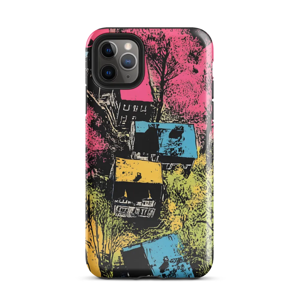 Whimsical Rooftops: A Colorful Landscape | Phone Case |  11 Pro Max | Tough Case | Glossy