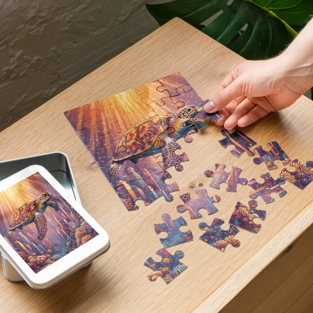 Urban Reef Turtle 
 Jigsaw Puzzle in Tin Box