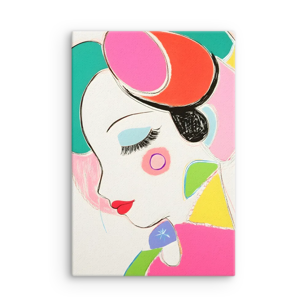 Whimsical Portrait in Colorful Abstraction | Thin Canvas | 12″×18″