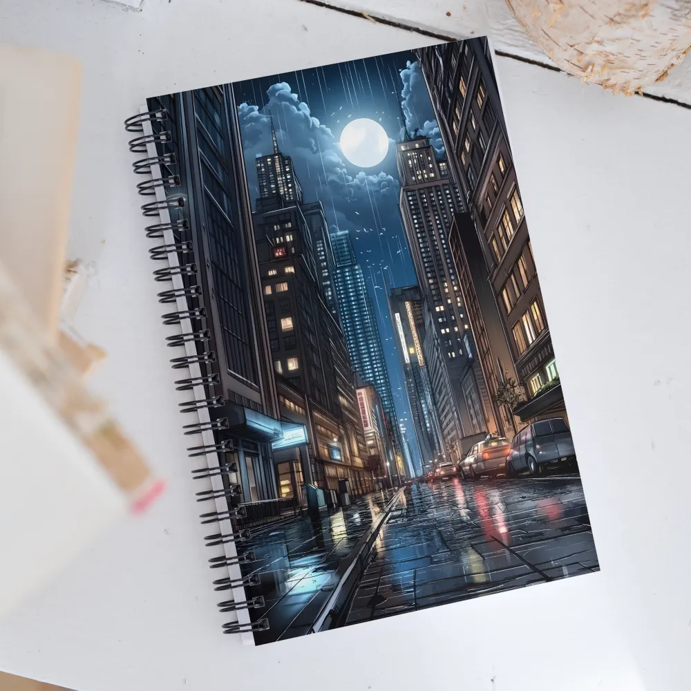 Moonlit Urban Serenity | Spiral Notebook