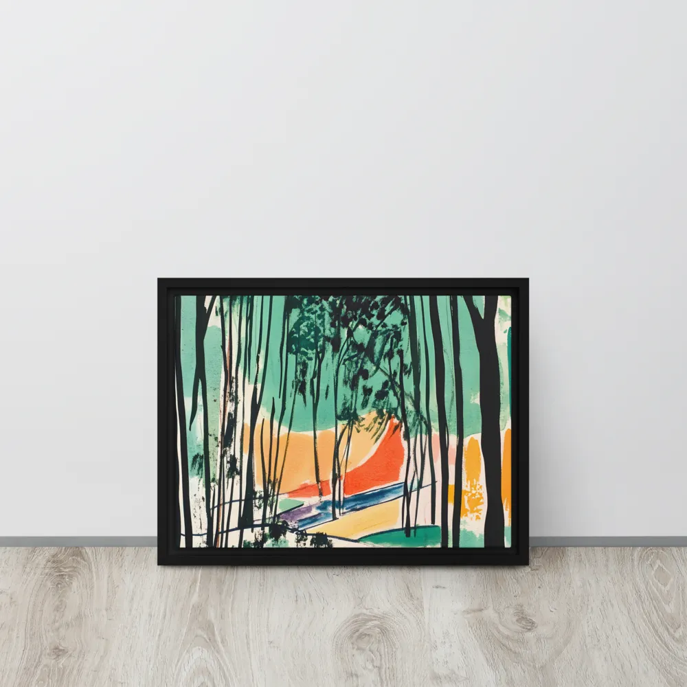 Winding Path Through the Forest | Canvas with Black Frame | 12″×16″