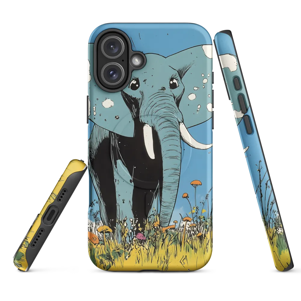 Whimsical Blue Elephant in Bloom
