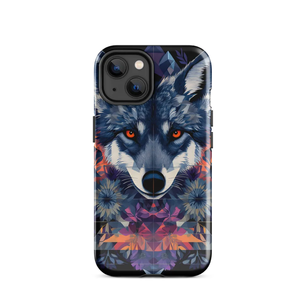 Mystical Wolf Amidst Floral Geometry