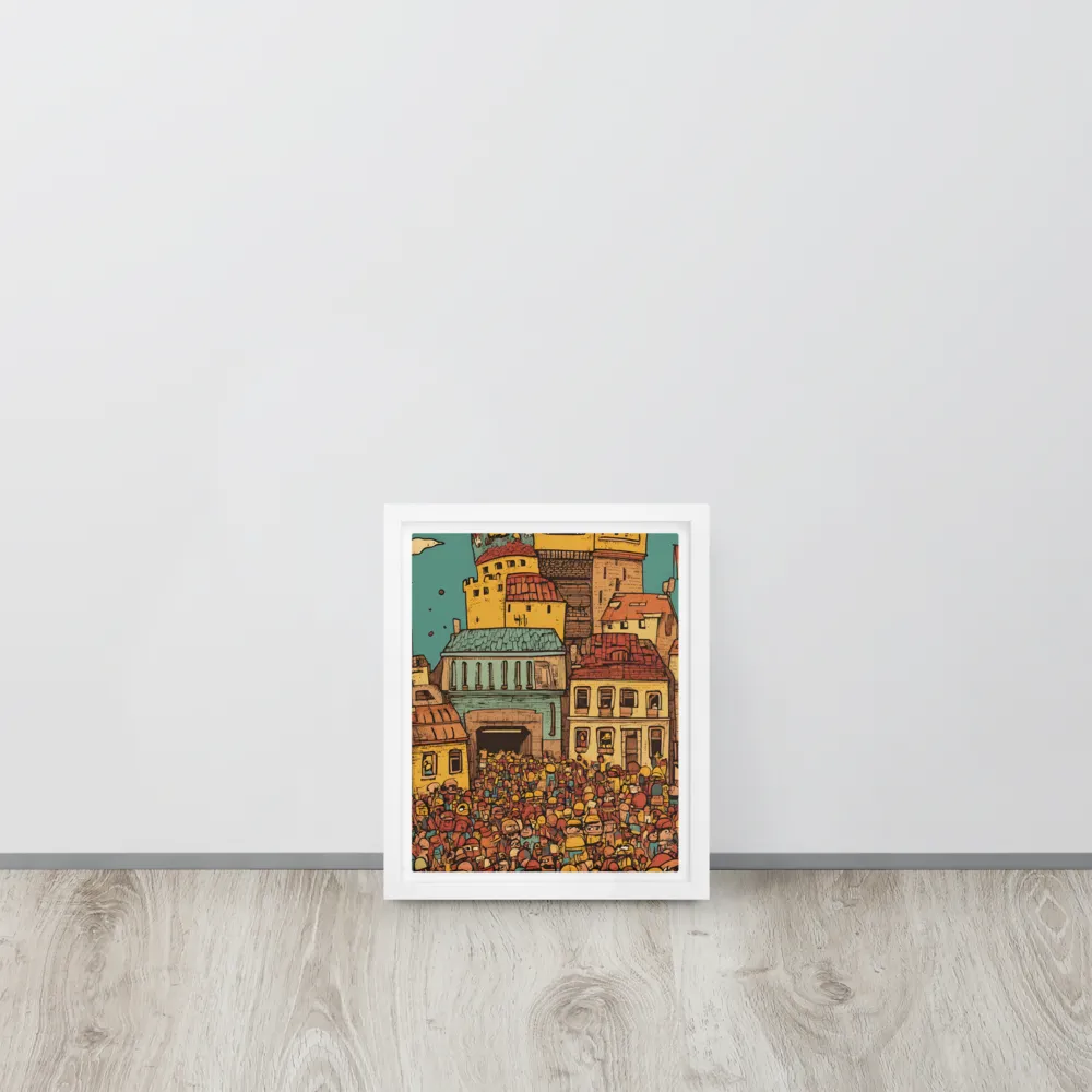 The Quirky City Gathering | Canvas with White Frame | 8″×10″