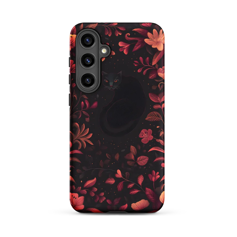 Nocturne in Coral: The Watchful Cat