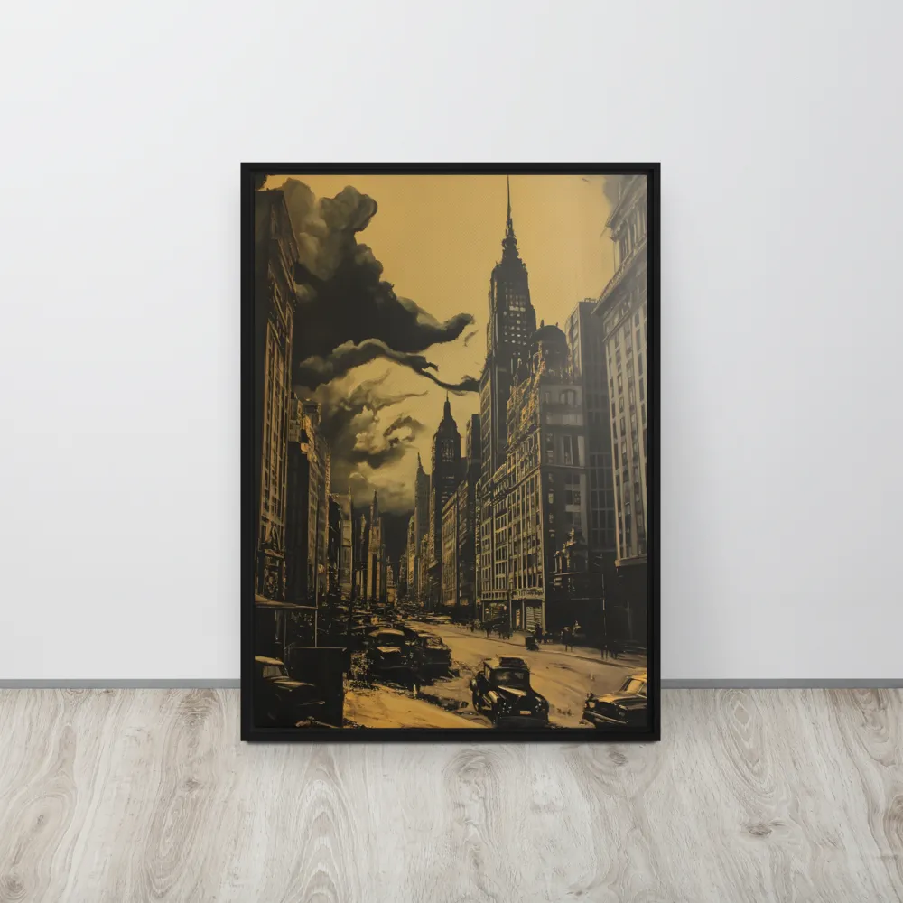 Echoes of a Forgotten Skyline | Canvas with Black Frame | 20″×28″