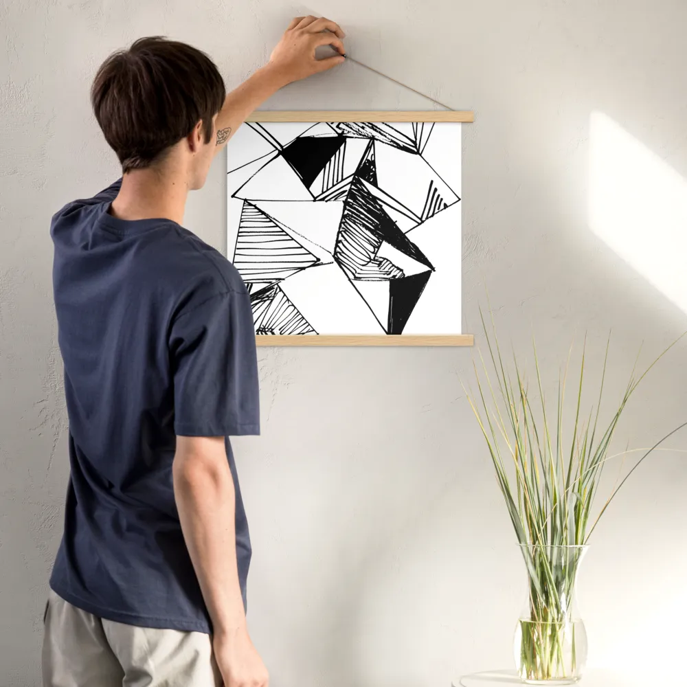 Dynamic Geometry in Ink | Poster With Oak Wood Hanger | 18″×18″