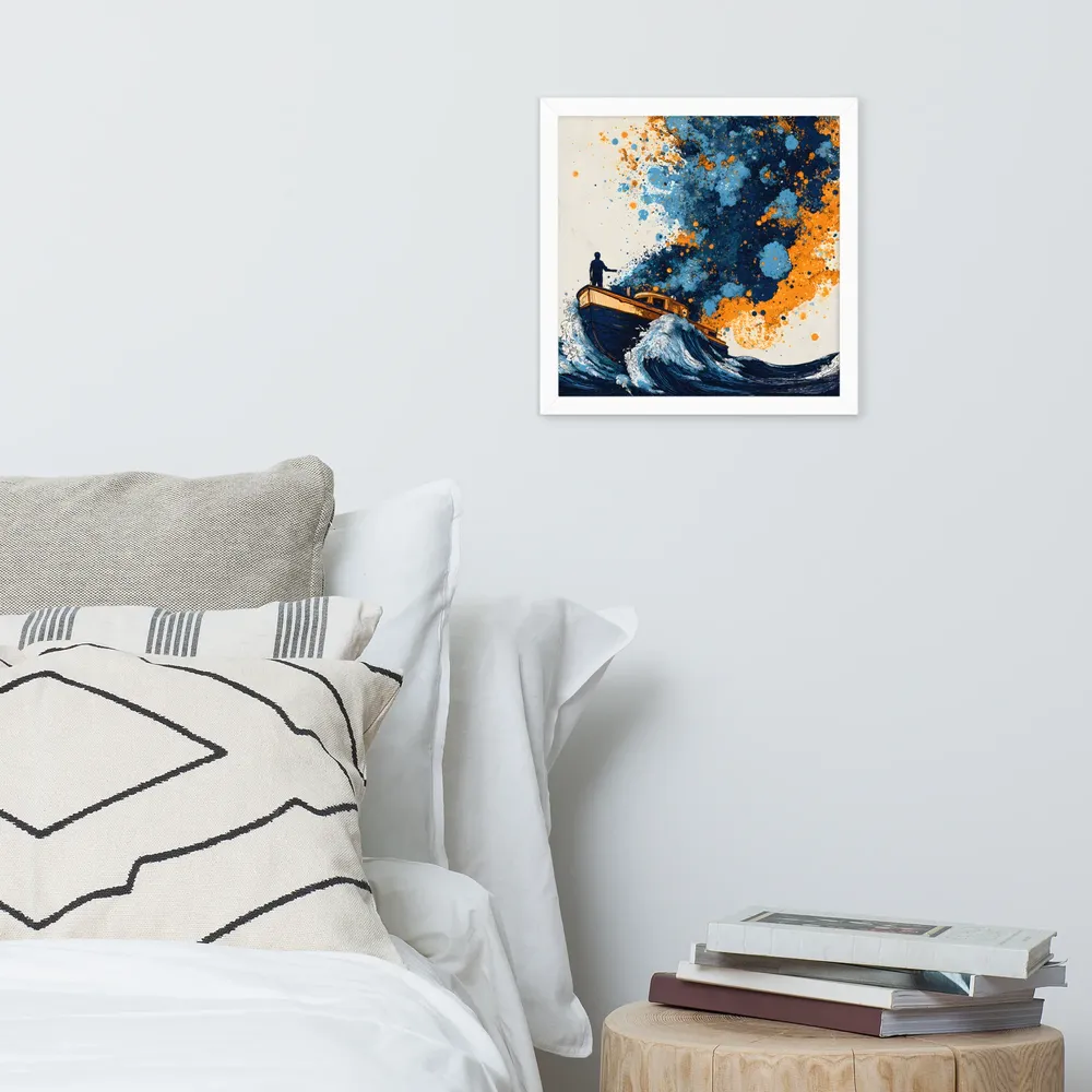 Paintstorm at Sea 
 Poster with White Frame | 14″x 14″