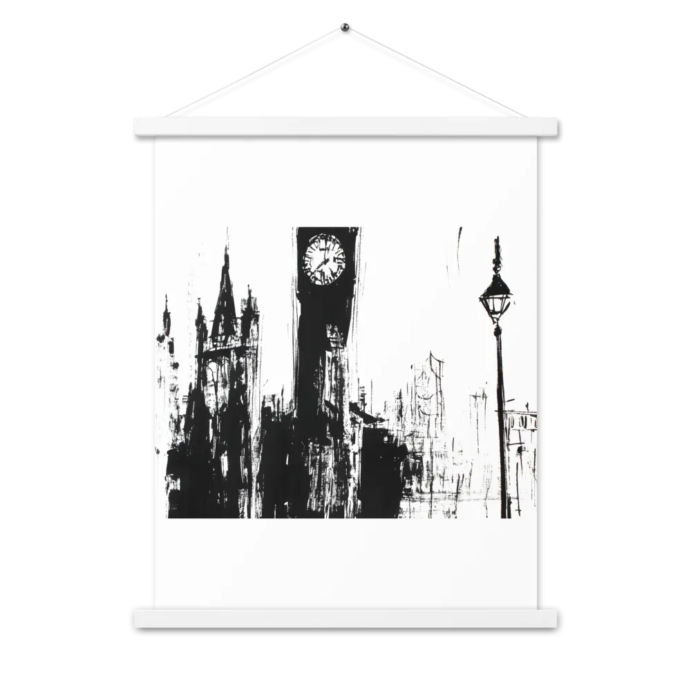 Clock Tower in Motion | Poster With White Wood Hanger | 18″×24″