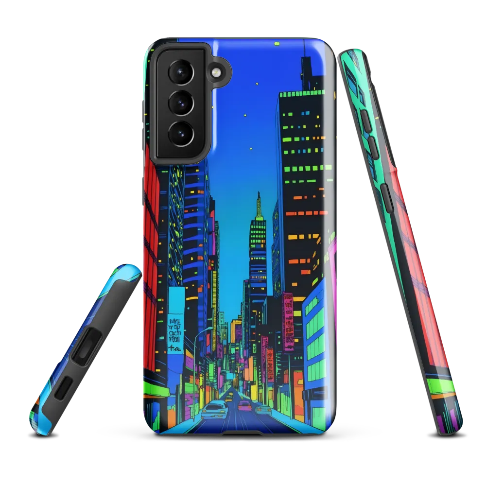 Neon Dreamscape: A Futuristic City at Dusk | Phone Case |  S21 Plus | Tough Case | Glossy