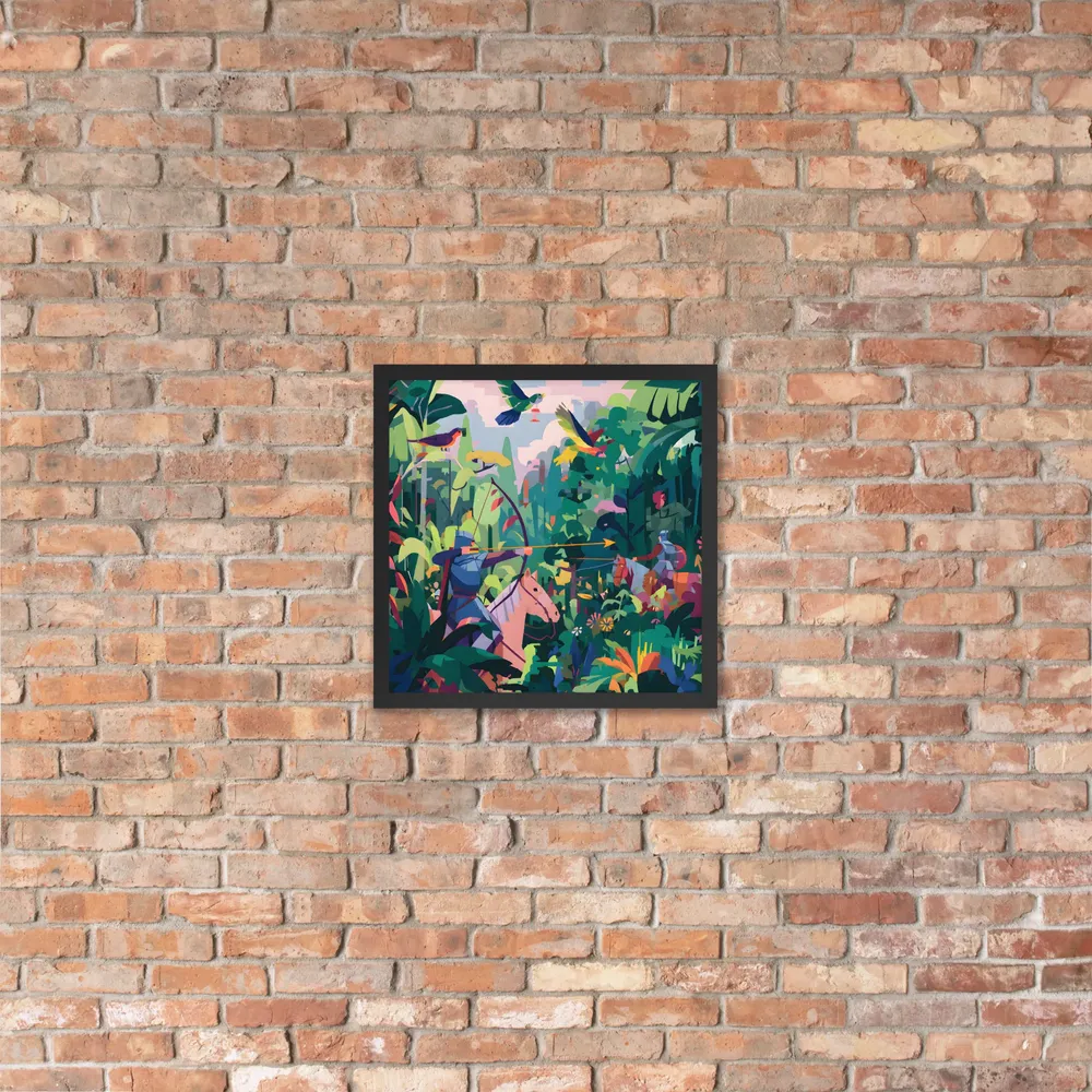 Jungle Archers 
 Poster with Black Frame | 16″x 16″