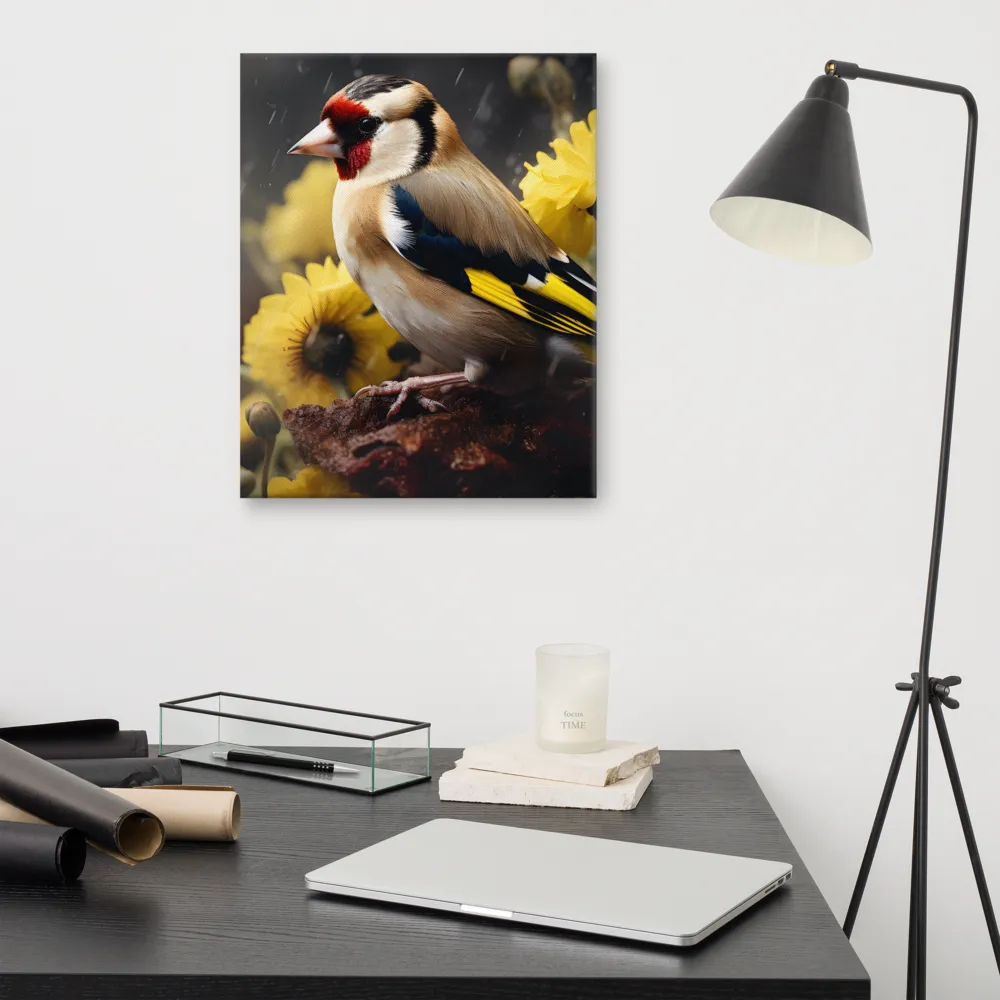 Harmony in Nature: A Goldfinch Amidst Blooms