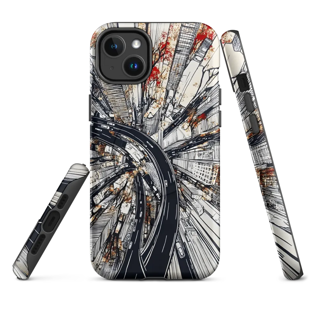 Urban Symphony: Aerial View of Life | Phone Case |  14 Plus | MagSafe® Tough Case | Matte