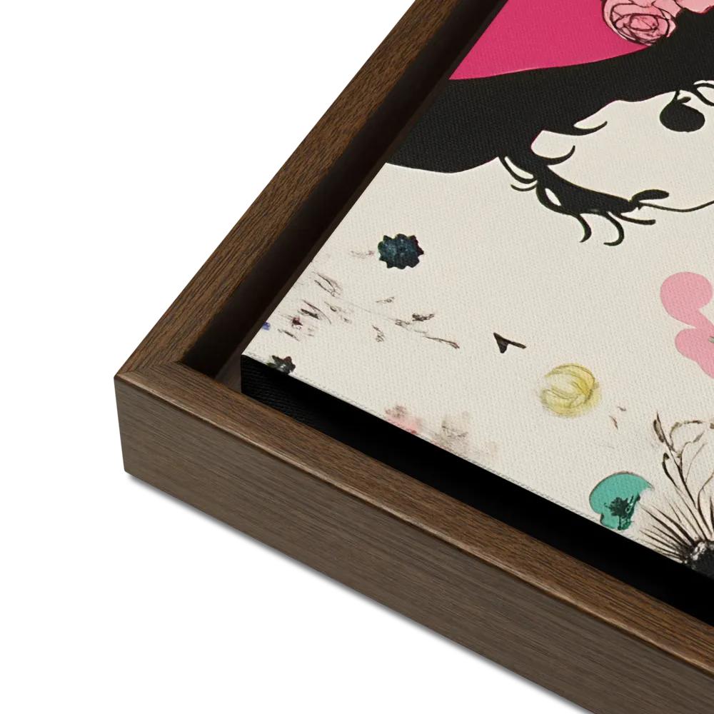 Whimsical Garden Reverie | Canvas with Brown Frame | 16″×16″
