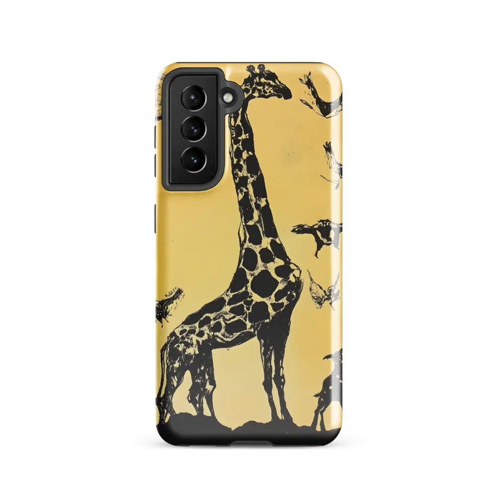 Whimsical Harmony of Giraffe and Birds