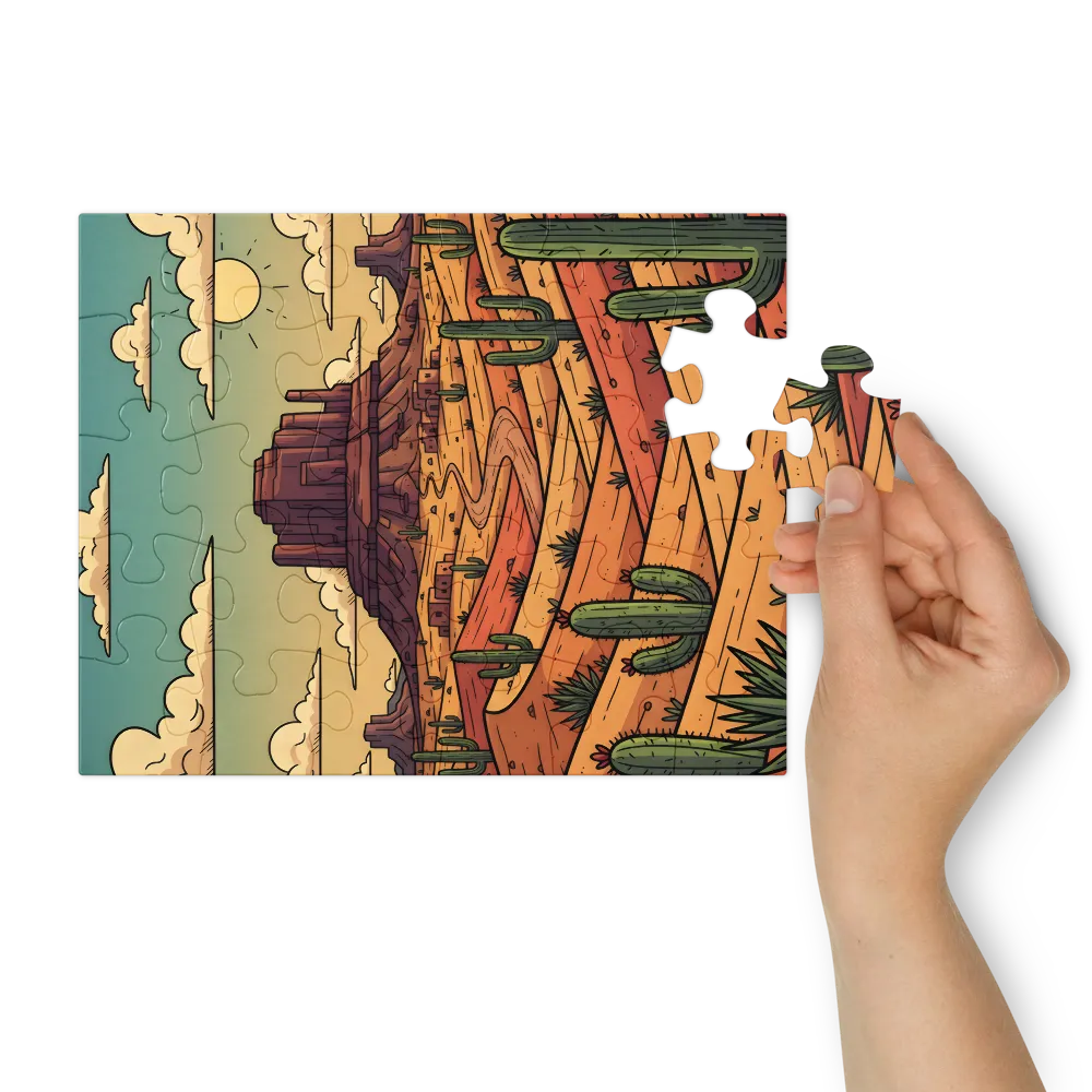 Sunlit Desert Mesa 
 Jigsaw Puzzle in Tin Box
