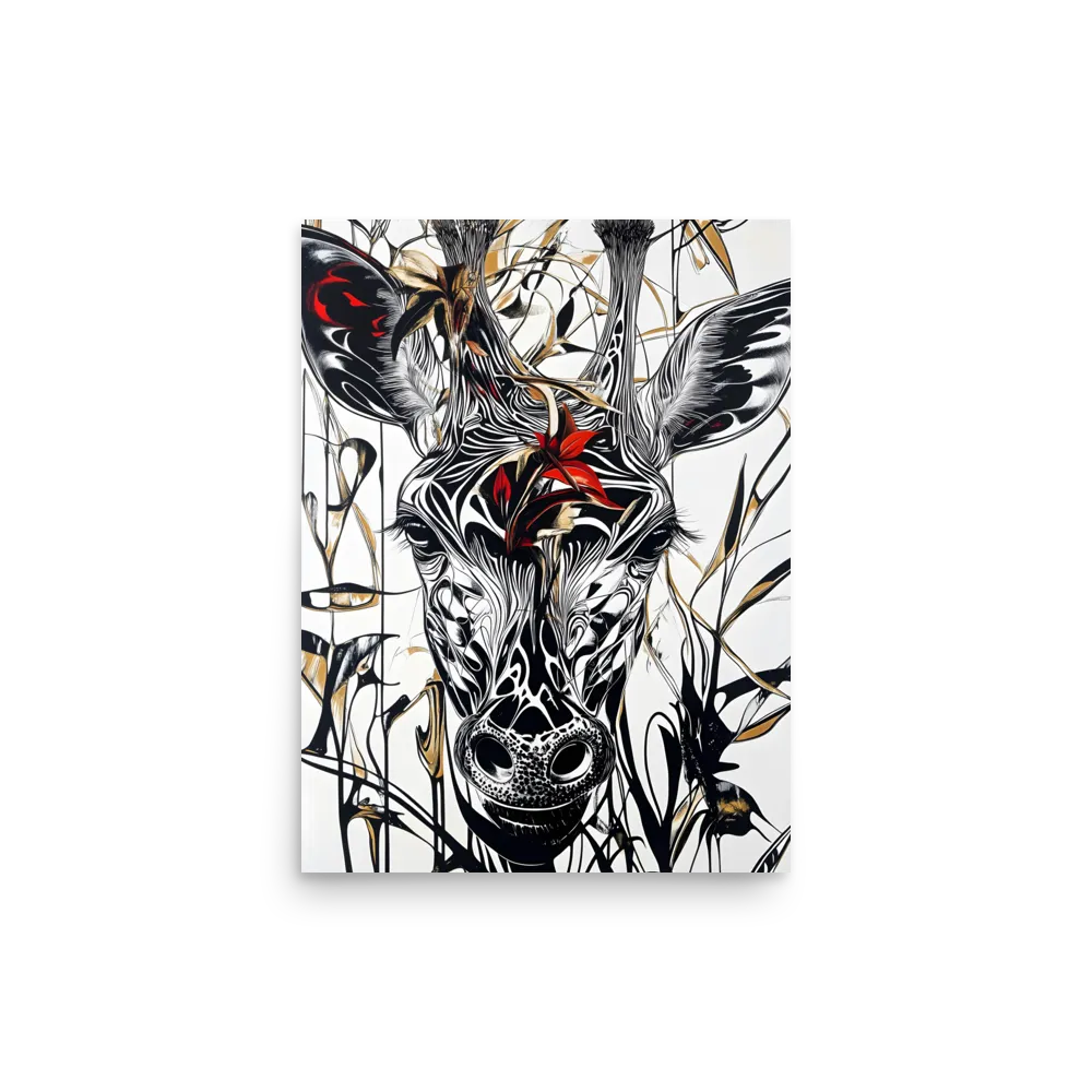 Floral Elegance: The Giraffe's Portrait | Poster | 12″×16″