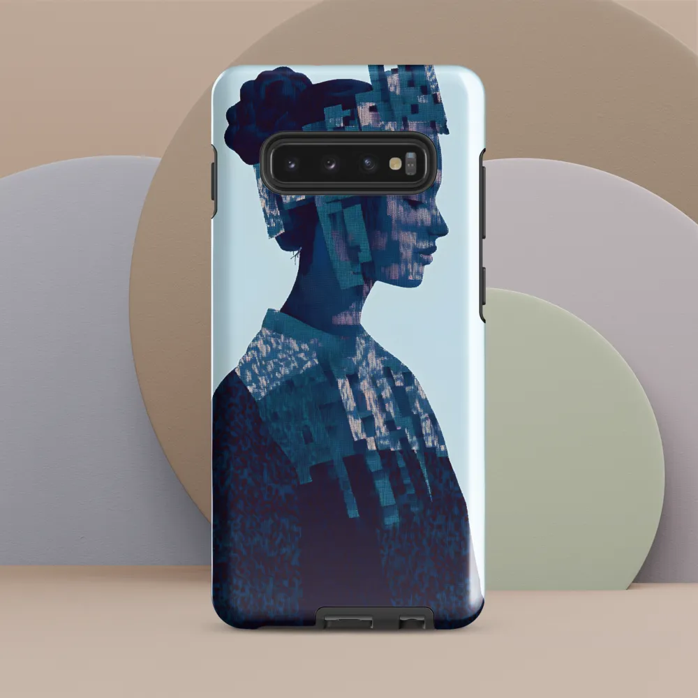 Digital Portrait in Abstract Blue | Phone Case |  S10 Plus | Tough Case | Glossy