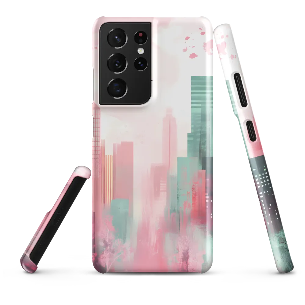 Dreamy Cityscape in Pink and Cyan