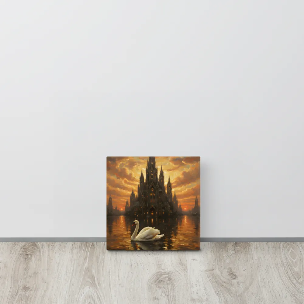 Swan at Gothic Sunset 
 Canvas | 10″x 10″