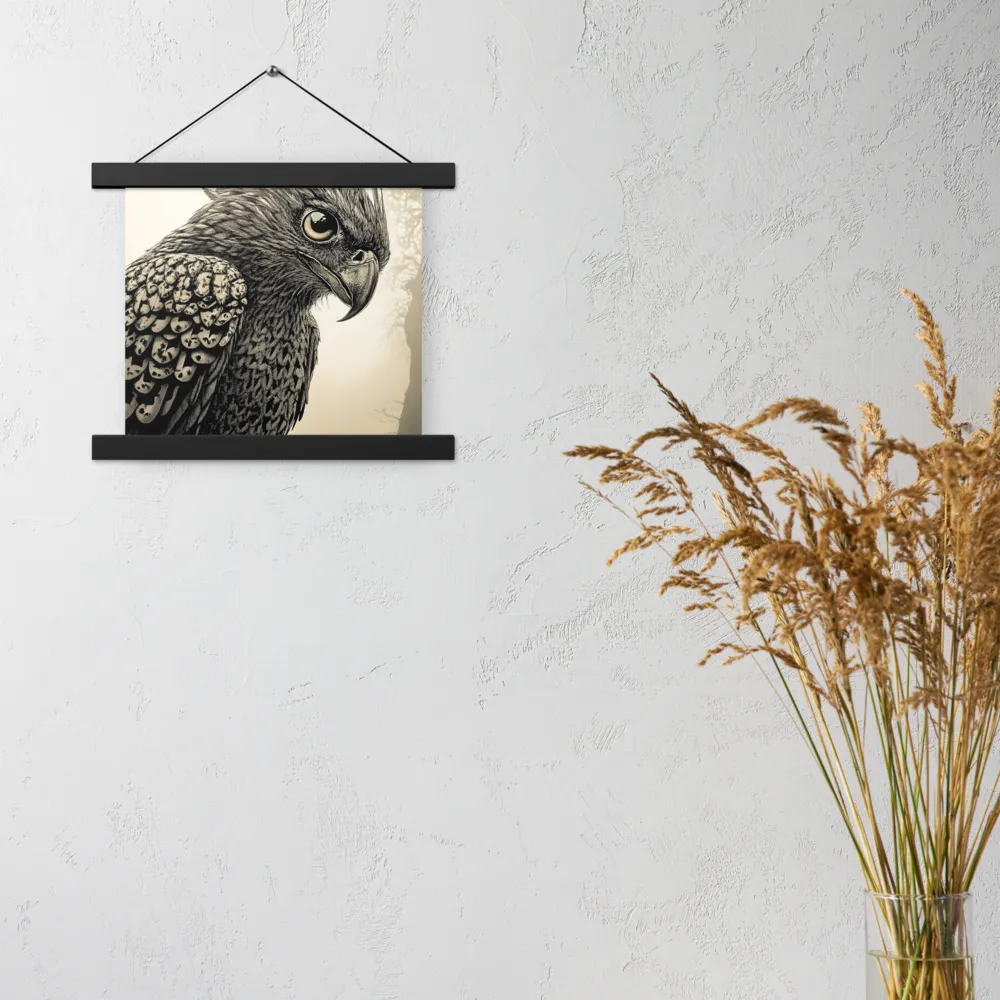 Majestic Owl in Detail | Poster With Black Wood Hanger | 10″×10″