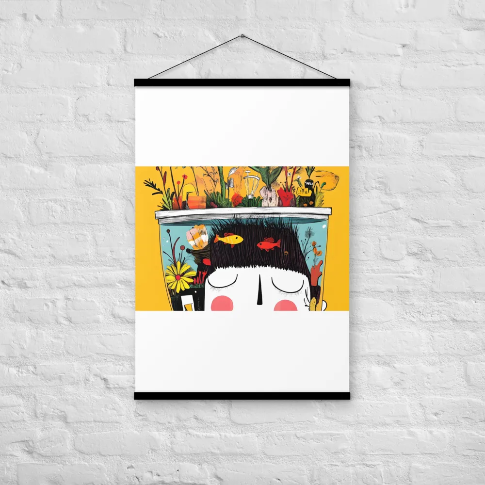 Whimsical Garden Head | Poster With Black Wood Hanger | 24″×36″