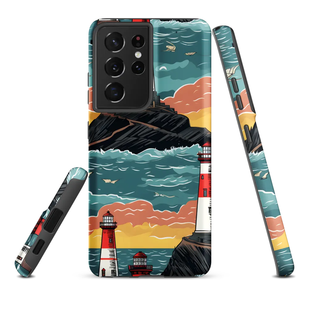 Lighthouses in a Whimsical Ocean | Phone Case |  S21 Ultra | Tough Case | Matte