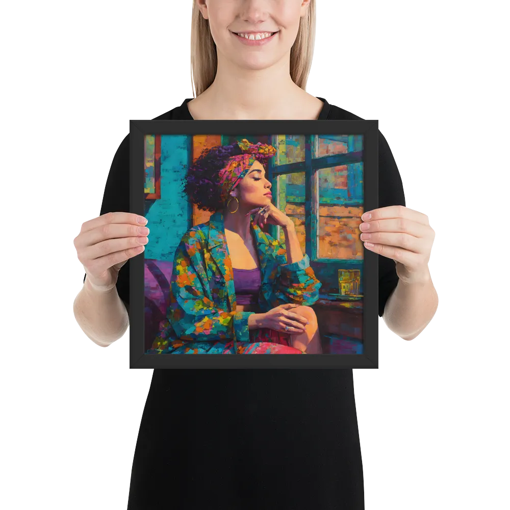 Window Reverie 
 Poster with Black Frame | 12″x 12″